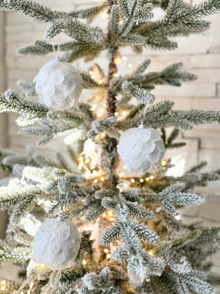 Glittering White Ornament Accents for Christmas Tree (Set Of 3)