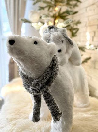 Walking Mom & Baby Polar Bear - Holiday Decor