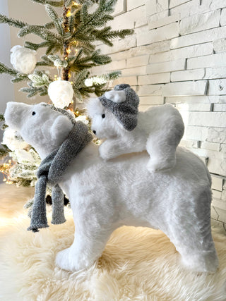 Walking Mom & Baby Polar Bear - Holiday Decor