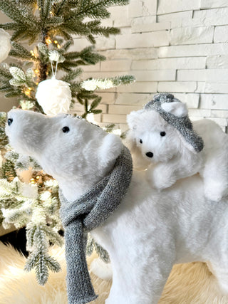 Walking Mom & Baby Polar Bear - Holiday Decor