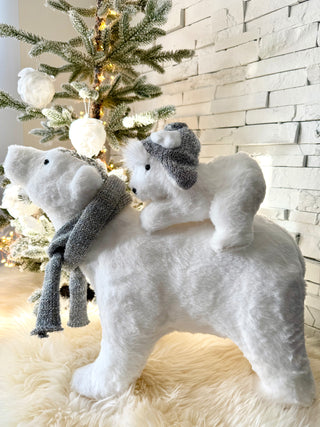 Walking Mom & Baby Polar Bear - Holiday Decor