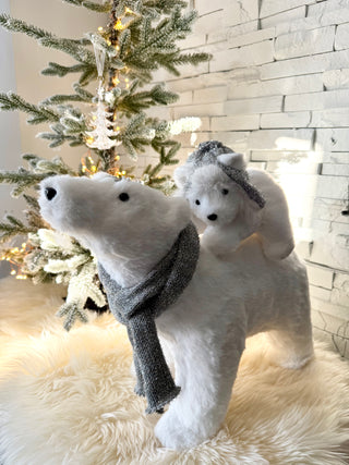 Walking Mom & Baby Polar Bear - Holiday Decor