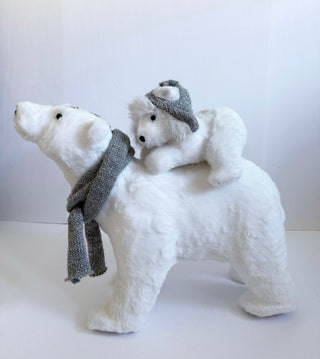 Walking Mom & Baby Polar Bear - Holiday Decor