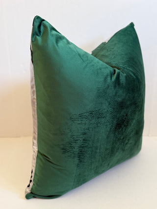 Decorative Pillow Cover Green and Silver Foil 22" X 22"