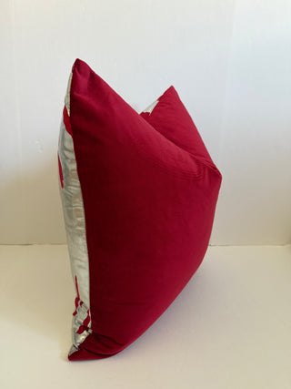 Decorative Pillow Cover Red and Silver Foil 22" X 22"