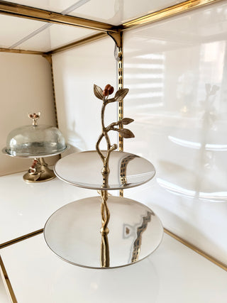 Golden Botanical Two-Tier Serving Stand