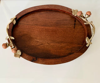 Autumn Harvest Acorn & Branch Wooden Serving Tray