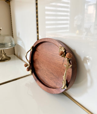 Autumn Harvest Acorn & Branch Wooden Serving Tray