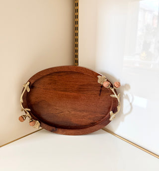 Autumn Harvest Acorn & Branch Wooden Serving Tray