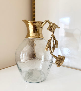 Golden Blossom Glass Pitcher