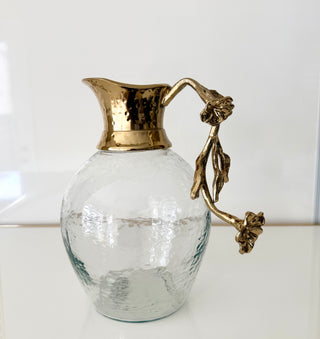 Golden Blossom Glass Pitcher