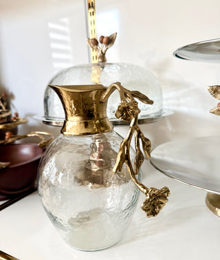 Golden Blossom Glass Pitcher