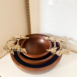 Luxe Botanical Wooden Serving Bowl Collection