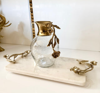 Golden Blossom Marble Serving Tray
