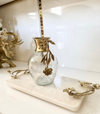 Golden Blossom Glass Pitcher