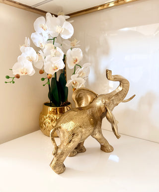 Grand Majestic Gold Elephant Sculpture - Heavy Metal