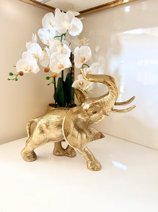 Grand Majestic Gold Elephant Sculpture - Heavy Metal