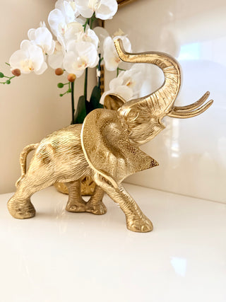 Grand Majestic Gold Elephant Sculpture - Heavy Metal