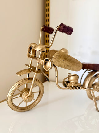 Vintage Golden Motorcycle Sculpture