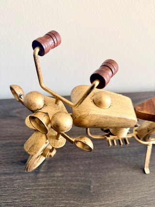 Vintage Golden Motorcycle Sculpture