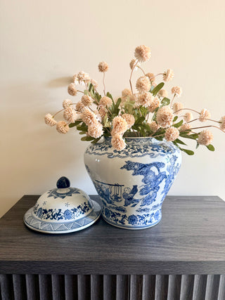 Blue Dynasty Ceramic Ginger Jar - Traditional / Chinoiserie-Inspired