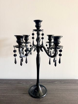 Midnight Elegance 5-Arm Crystal Candelabra