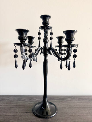 Midnight Elegance 5-Arm Crystal Candelabra