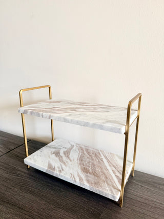 Luxe Marble & Gold Two-Tier Display Stand