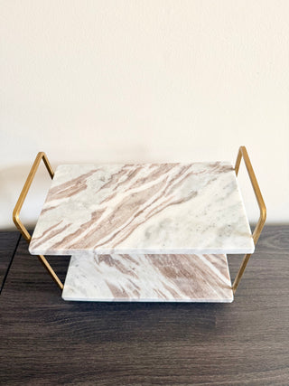 Luxe Marble & Gold Two-Tier Display Stand