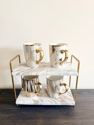 Luxe Marble & Gold Two-Tier Display Stand