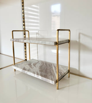 Luxe Marble & Gold Two-Tier Display Stand
