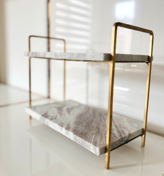Luxe Marble & Gold Two-Tier Display Stand