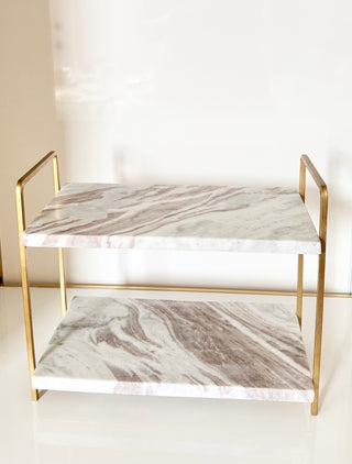 Luxe Marble & Gold Two-Tier Display Stand