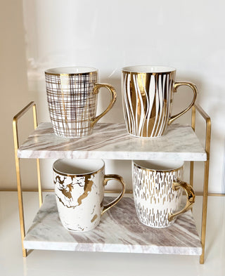 Luxe Marble & Gold Two-Tier Display Stand