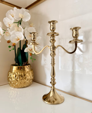 Regal Gold 3-Arm Candelabra