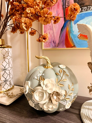 Sage Garden Floral Pumpkin Décor