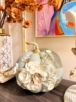 Sage Garden Floral Pumpkin Décor