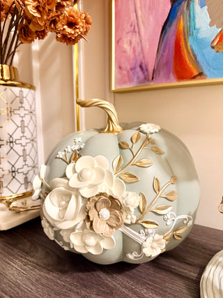 Sage Garden Floral Pumpkin Décor