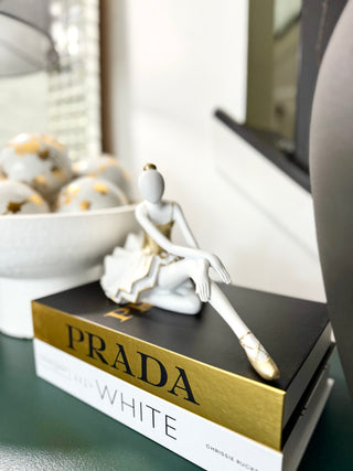White & Gold Handmade Sculpture Ballerina for Home Decoration