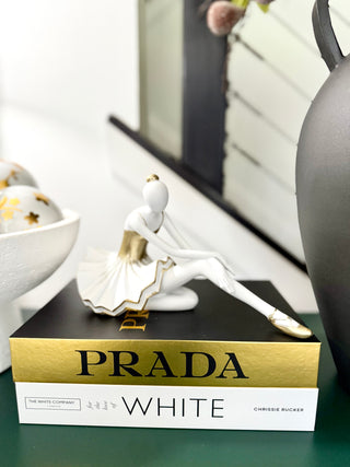 White & Gold Handmade Sculpture Ballerina for Home Decoration