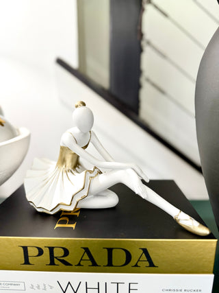 White & Gold Handmade Sculpture Ballerina for Home Decoration