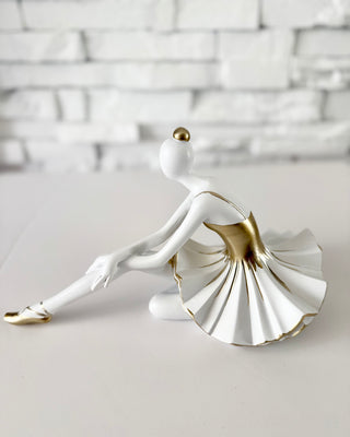 White & Gold Handmade Sculpture Ballerina for Home Decoration