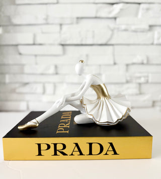 White & Gold Handmade Sculpture Ballerina for Home Decoration