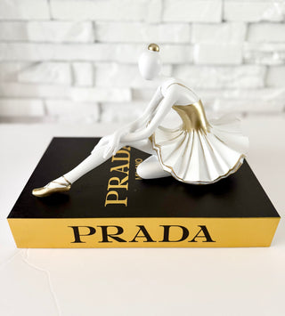 White & Gold Handmade Sculpture Ballerina for Home Decoration