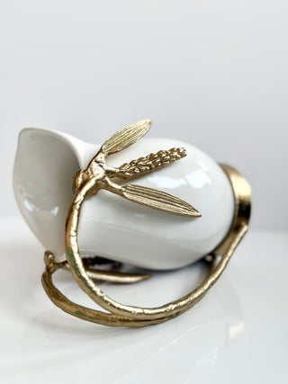 White & Gold Ceramic Pitcher