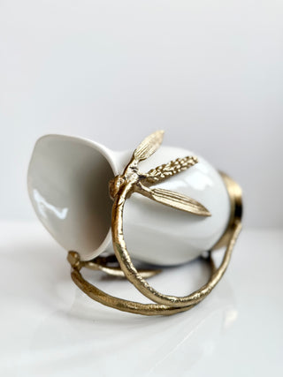 White & Gold Ceramic Pitcher