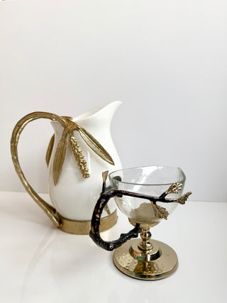 White & Gold Ceramic Pitcher