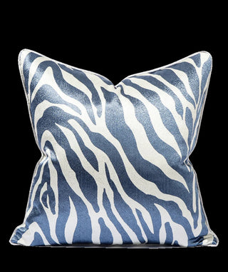 Blue & White Zebra Print Pillow Cover 22" x 22" By DesignedBy The Boss