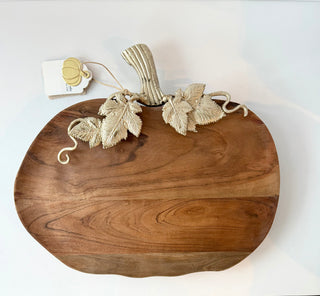 Pumpkin Wood Serving Board With Gold Stem