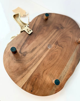 Pumpkin Wood Serving Board With Gold Stem